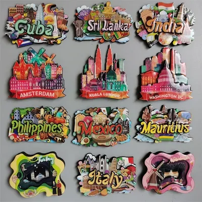 Cuba SriLanka Mexico Turkey India Italy Netherlands Puerto Rico Malaysia Mauritius USA Philippines Magnetic Wood Fridge sticker