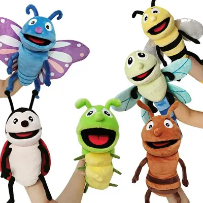 Hand Puppets Kids Toys Plush Insects Animal Caterpillar Ladybug Hand Puppets Doll Family