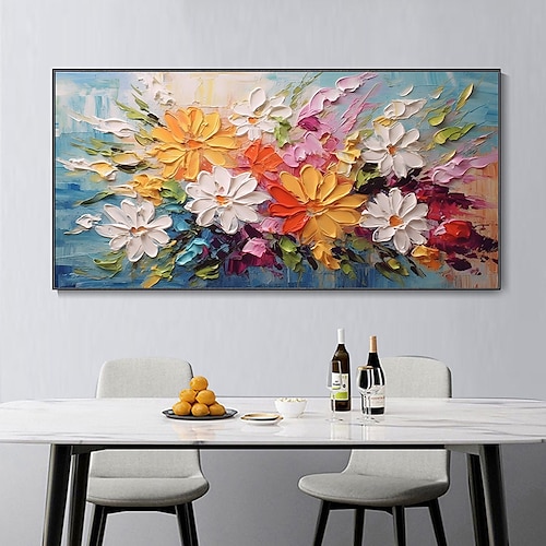 Hang-Ölgemälde Handgemalte Horizontal Landschaft Blumenmuster / Botanisch Moderne Modern Ohne Innenrahmen (ohne Rahmen) Image