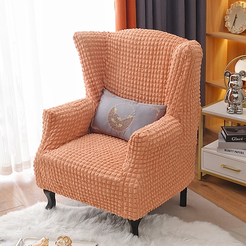 Tigerhockerbezug burgunderrot Seersucker weich elastisch modern All-Wrap Tigerbankbezug Hockerbezug karierter Sofastuhlbezug Image