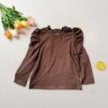 naisibaby Tunic Ruffled Sleeves Top for Kids Casual Fall and Winter Top for Kids Brown Size 120