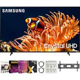 Samsung 65 Inch DU8000 Crystal UHD LED 4K Smart TV Bundle with Premiere Movie Streaming Package & TV Setup Bundle with Wall Mount + Surge Adapter + HDMI Cable & More (2024 Model)