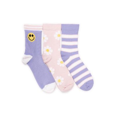 Women's Women'S 3 Pack Cozy Compression Crew Socks by MUK LUKS in Lavender (Size ONESZ)