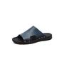 SSWERWEQ Mens Sandals Genuine Leather Men Slippers Concise Slides Sandals Man Summer Footwear Sandalias Super Light Beach Sandals Plus Size (Color : Blue, Size : 11)