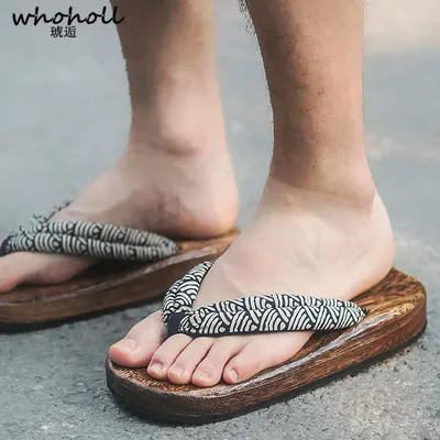 Größe 47 48 Japanischen Clogs Mann Flip-flops Holz Geta Cosplay Kostüme Cos Plattform Sandalen Image
