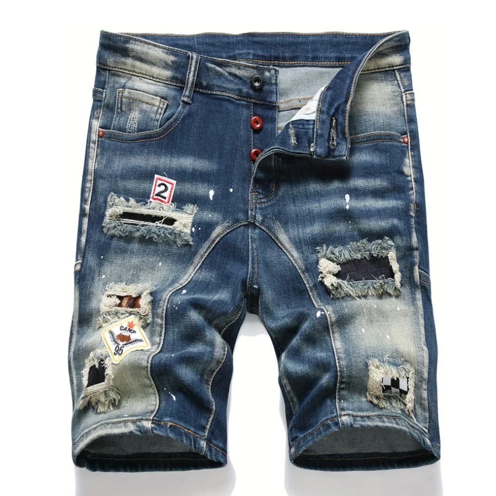 New Fashion Herren zerrissen kurze Jeans Marken kleidung Bermuda Homme Baumwolle Casual Shorts Männer Denim Shorts männlich Image