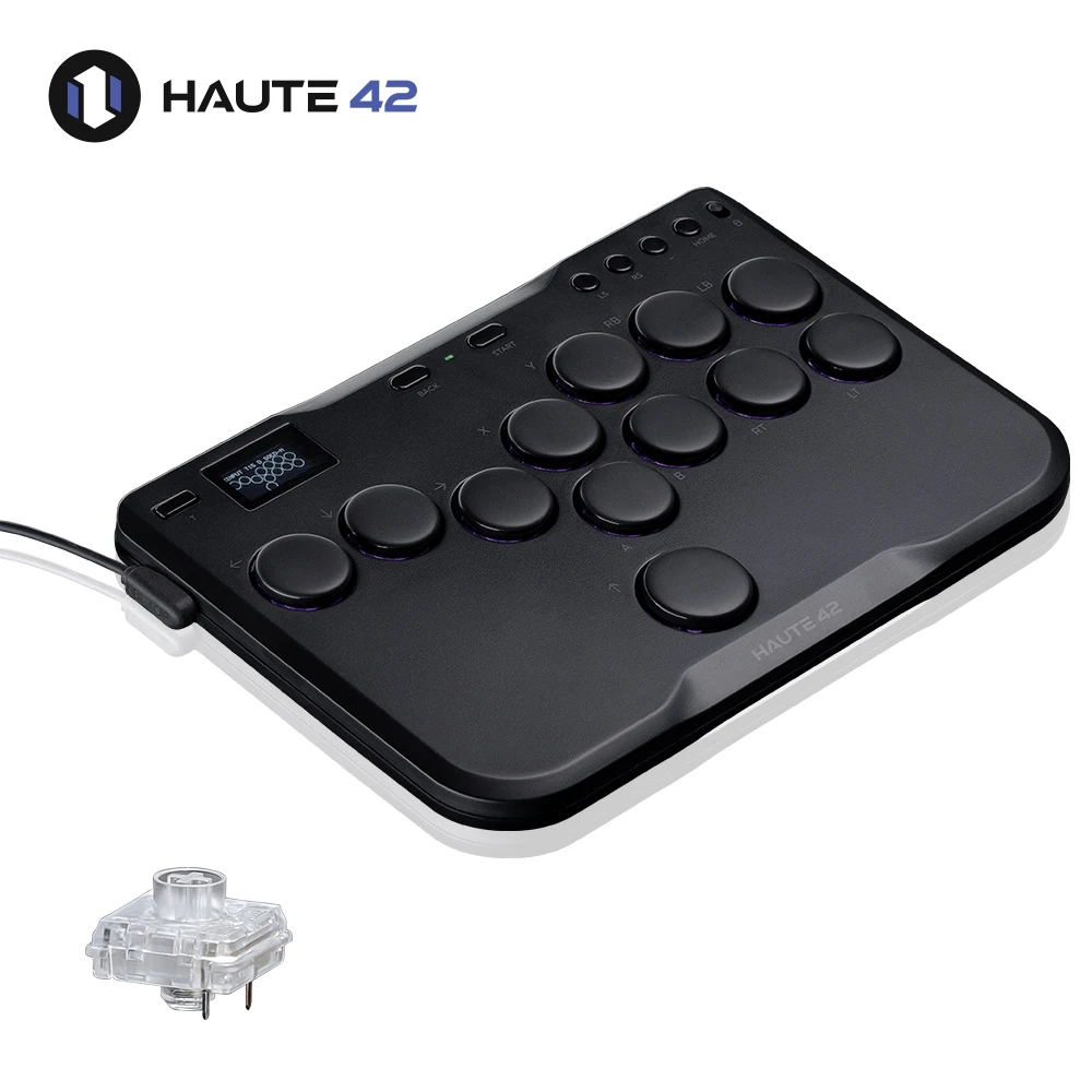Haute42 Joystick Hitbox Fightstick Hebelloser Mini-Arcade-Controller für PC/PS3/PS4/Switch Hebelloser Hitbox-Controller