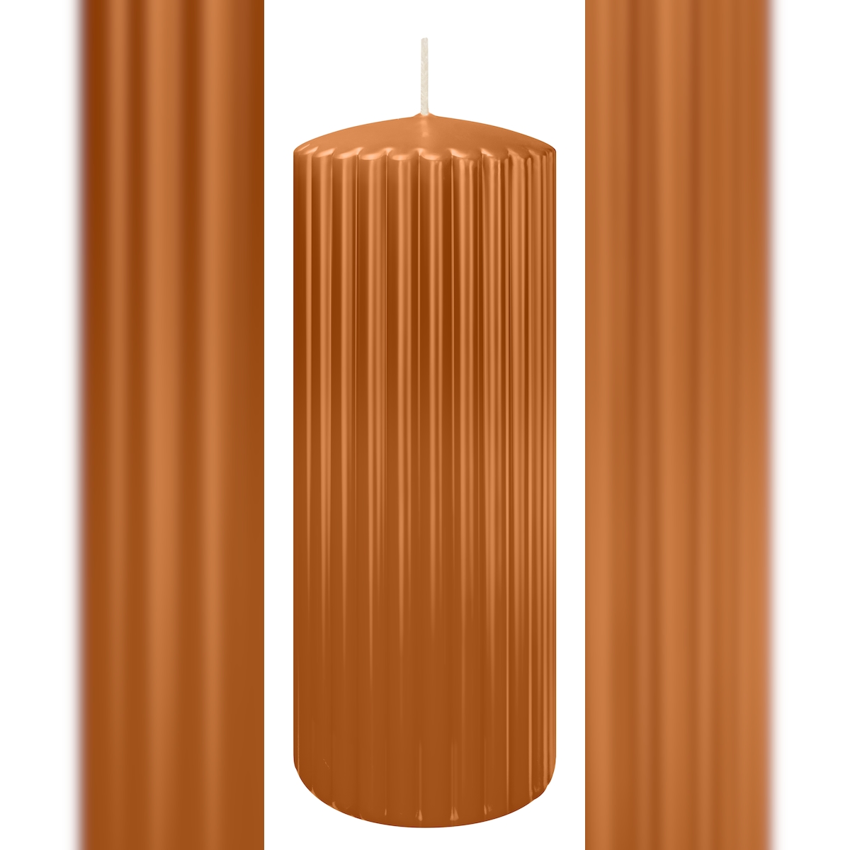 Wiedemann Kerzen Rillen Kerzen Cognac 200 x Ø 80 mm, 4 Stück Image
