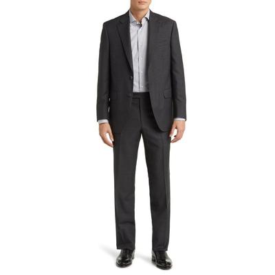 Tailored Fit Stretch Wool Suit - Black - Peter Mil...