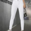 White High Stretch Skinny Jeans, Slant Pockets Casual Tight Jeans, Women's Denim Jeans & Clothing