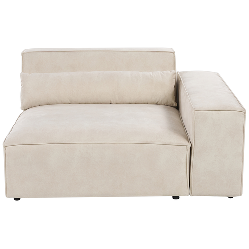 Modul Ecksessel Hellbeige Samtbezug mit Armlehne Links 1 Dekokissen Skandi Modern Sessel Eckteil für Modulsofa Wohnzimmer Ausstatttung