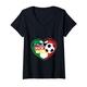 Damen I love Fußball Kicktor Damen Herren Junge Mädchen Italia Italien T-Shirt mit V-Ausschnitt