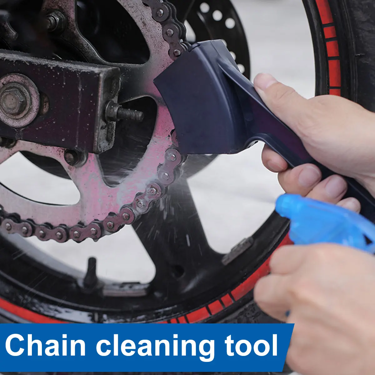 Motorcycle Bike Chain Cleaner Dual Heads Bicycle Cleaning Brush Reusable Bike Chain Gears Brush Cleaner Tool Durable Bicycle