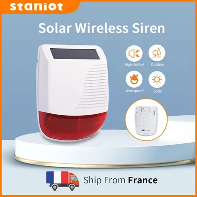 433Mhz High Decibel Outdoor Solar Wireless Siren Loudspeaker Waterproof Strobe For Smart Home