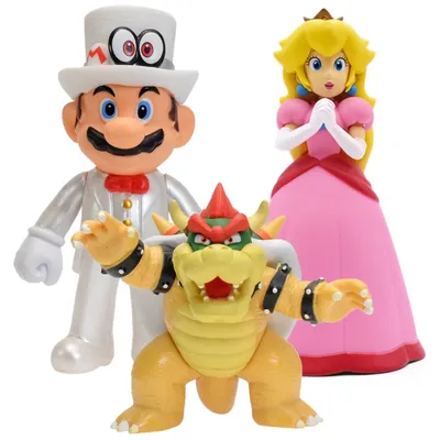 Kawaii Mario Bros Princess Peach Bowser Action Figures Toys Cute Bowser Jr. Anime Waluigi Pauline