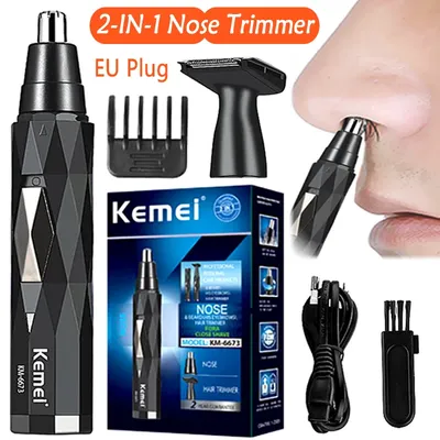 Kemei 2in1 rechargeable nose hair trimmer beard trimer mens eyebrow nose trimmer for nose and ear
