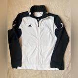 Adidas Jackets & Coats | Adidas Track Jacket White With Black Sleeves Women Xxl | Color: Black/White | Size: Xxl