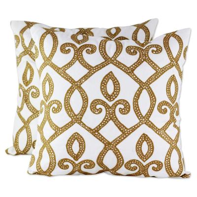 Burning Flame,'100% Cotton Cushion Cover Pair with Marquise Made in India'