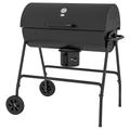 Outsunny Barrel Charcoal Barbecue BBQ Grill Trolley W/ Ash Catcher Thermometer, black