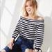 J. Crew Tops | J.Crew Navy Blue And White Striped Off The Shoulder Cropped 3/4 Sleeve Top Sz: L | Color: Blue/White | Size: L