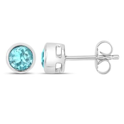 Paar Ohrstecker VIRA JEWELS "925-Sterling Silber rhodiniert glänzend Apatit blau rund", weiß (weiß, blau), Ohrringe, Dam