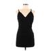 Fashion Nova Cocktail Dress - Mini V Neck Sleeveless: Black Solid Dresses - Women's Size Medium