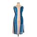 lemlem by liya kebede x h&m Casual Dress - Sheath Square Sleeveless: Blue Color Block Dresses - Women's Size X-Large