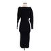 Anthropologie Casual Dress - Sweater Dress Boatneck Long Sleeve: Black Dresses - Women's Size X-Small