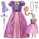 Disney-Robe Raiponce pour Fille de 2 à 8 Ans Déguisement de Carnaval Costume de Princesse Tenue