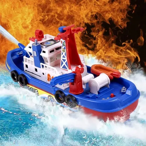 Elektrisches Marine Rettungsboot Spielzeug Feuerlösch boot Schnellboot Spielzeug mit Licht und Ton