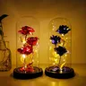 Rosa incantata en verre avec lumires LED fleur artificielle cadeau de noello la belle et la bête