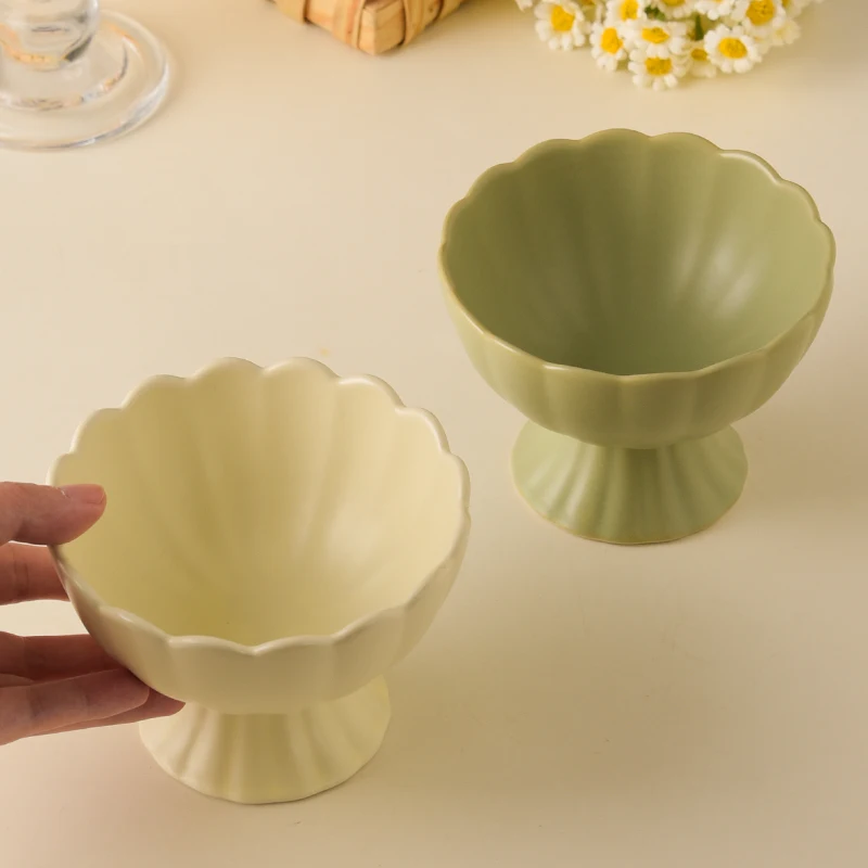 1 x Keramik-Dessertschale mit hohen Beinen, 200 ml/7,5 Unzen, verwendet für Smoothies, Marmelade und Eisschalen Image