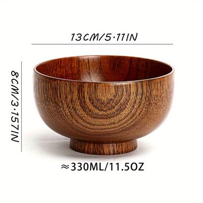 TEMU 1pc Acid Wood Bowl, Household Anti-scalding Anti-fall Bowl, Retro Camping Tableware, Kitchen Supplies Image
