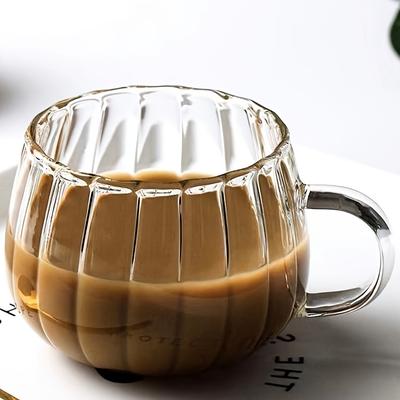 TEMU High Wow Pumpkin Glass Heat-resistant Hot Milk Teacup Pot Pot Belly Vertical Cup Home Coffee Cup With Handle 380ml Image