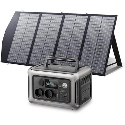 Solargenerator R600, 2x 600W (1200W Spitze) ac Ausgang Tragbare Powerstation mit 140W Solarpanel,