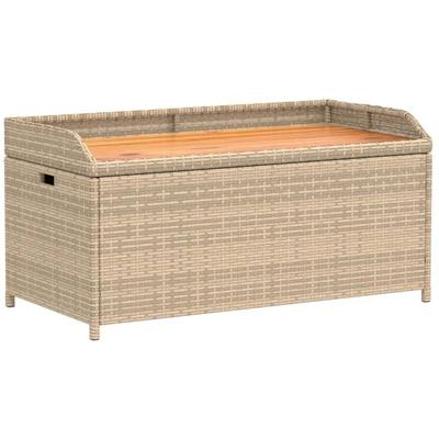 Bank mit Stauraum Beige 100x50x52 cm Poly Rattan Akazienholz Vidaxl