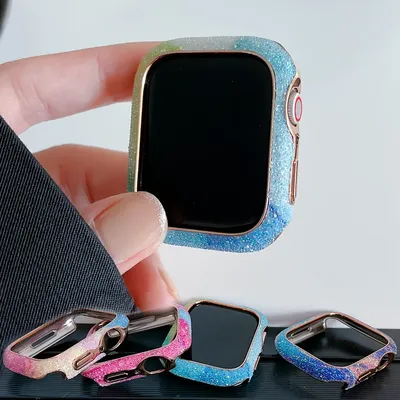 Bling Case for Apple Watch Series 6 5 4 44mm 40mm Protector Diamond IWatch band Protective PC Bumper