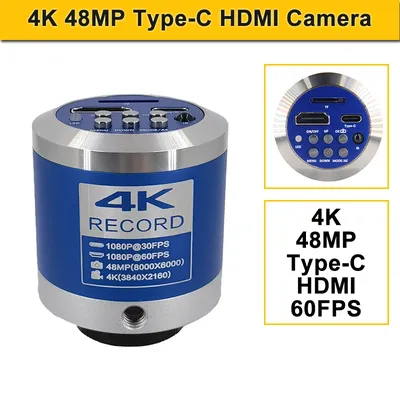 4K 48MP Microscope Camera Type-C HDMI Microscopic Camra Sony Sensor HD Industrial Soldering Microscope-camera EU/US Adapter