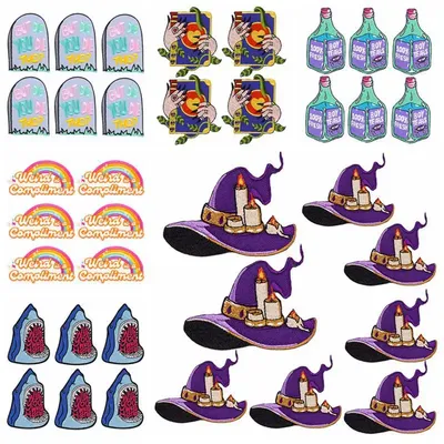 10PCS/Lots Cartoon Patch Magic Hat Embroidery Patch Iron On Patches For Clothing Thermoadhesive