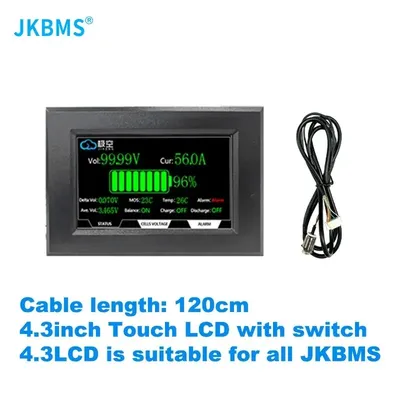 JKBMS accessory 4.3 inch LCD display suitable for all JK BMS models Cable120cm with 4 fixed screws