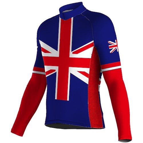 Herren Radtrikot UK Langarm Fahhrad Trikot Oberteil mit 3 Gesäßtaschen Mountainbike MTB Straßenradsport Schnelltrocknend Reflektierende Streifen Leichtes Material Rückentasche Sport Gelb Rot Image