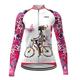 21grams Damen Radtrikot Langarm Radtrikot Herbst/Winter Fahrradbekleidung mit Taschen MTB Quick Dry Atmungsaktiv Rosa/Weiß
