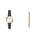 Fossil Women's Carlie Blue Leather Watch and Replaceable Rose-Gold Stainless Steel Strap, Set