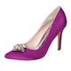 ZhiQin Wedding Shoes with Rhinestone Women Pointed Toe Slip on Bridal Satin Pumps High Heel Prom Shoes,Purple,8 UK