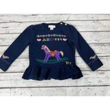 Ralph Lauren Shirts & Tops | Euc Ralph Lauren Girls Wool Ruffle Sweater Rocking Horse Accent Size 18 Months | Color: Blue | Size: 18mb