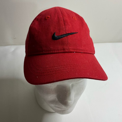 Nike Accessories | Classic 90's Nike Red Hat Black Swoosh Size Child Toddler Adjustable Just Do It | Color: Black/Red | Size: Osb