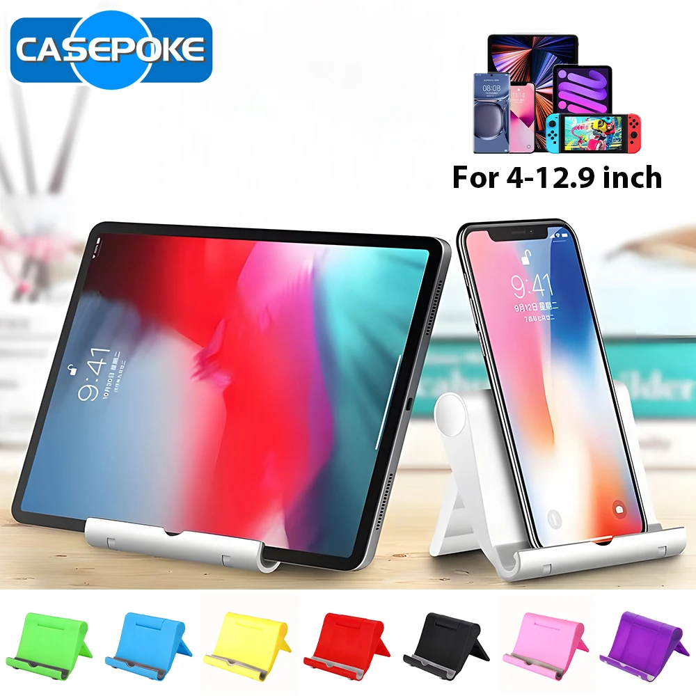 CASEPOKE Desktop-Halterung für Apple Samsung Xiaomi Lenovo Telefon, verstellbarer Tablet-Ständer für iPad-Zubehör, Klapphalterung Image
