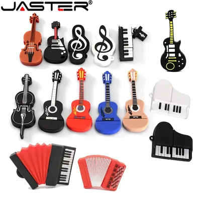 JASTER Cartoon USB-Sticks 64 GB niedlicher Musikinstrument-Stick 32 GB Gitarre Violine wasserdichter USB-Stick 16 GB 8 GB U-Disk Image