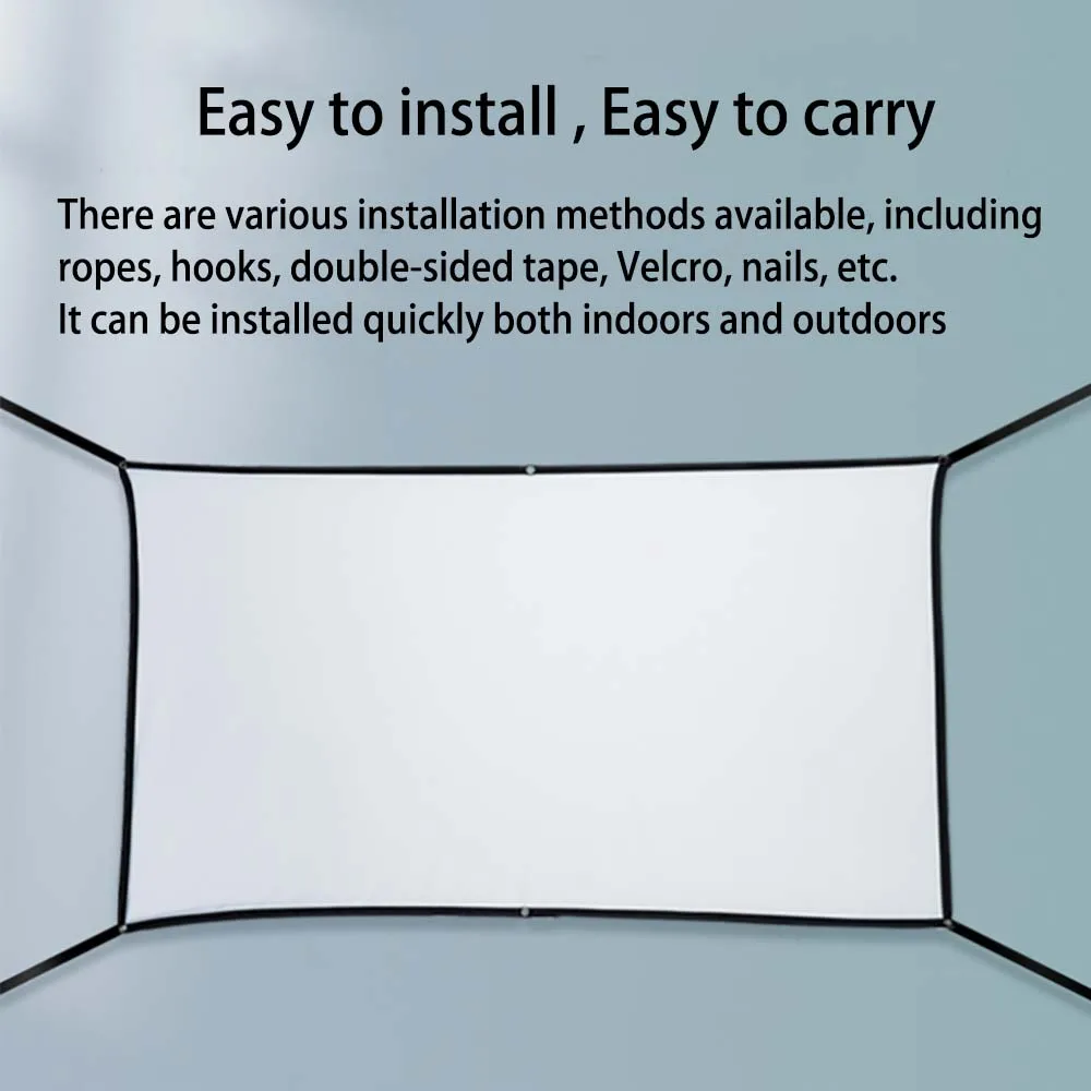 Thinyo faltbare, tragbare, erweiterte Seitenbänder für den Innen- und Außenbereich, weiche Polyester-Projektionswand 60 72 84 100 120 150 Zoll Image