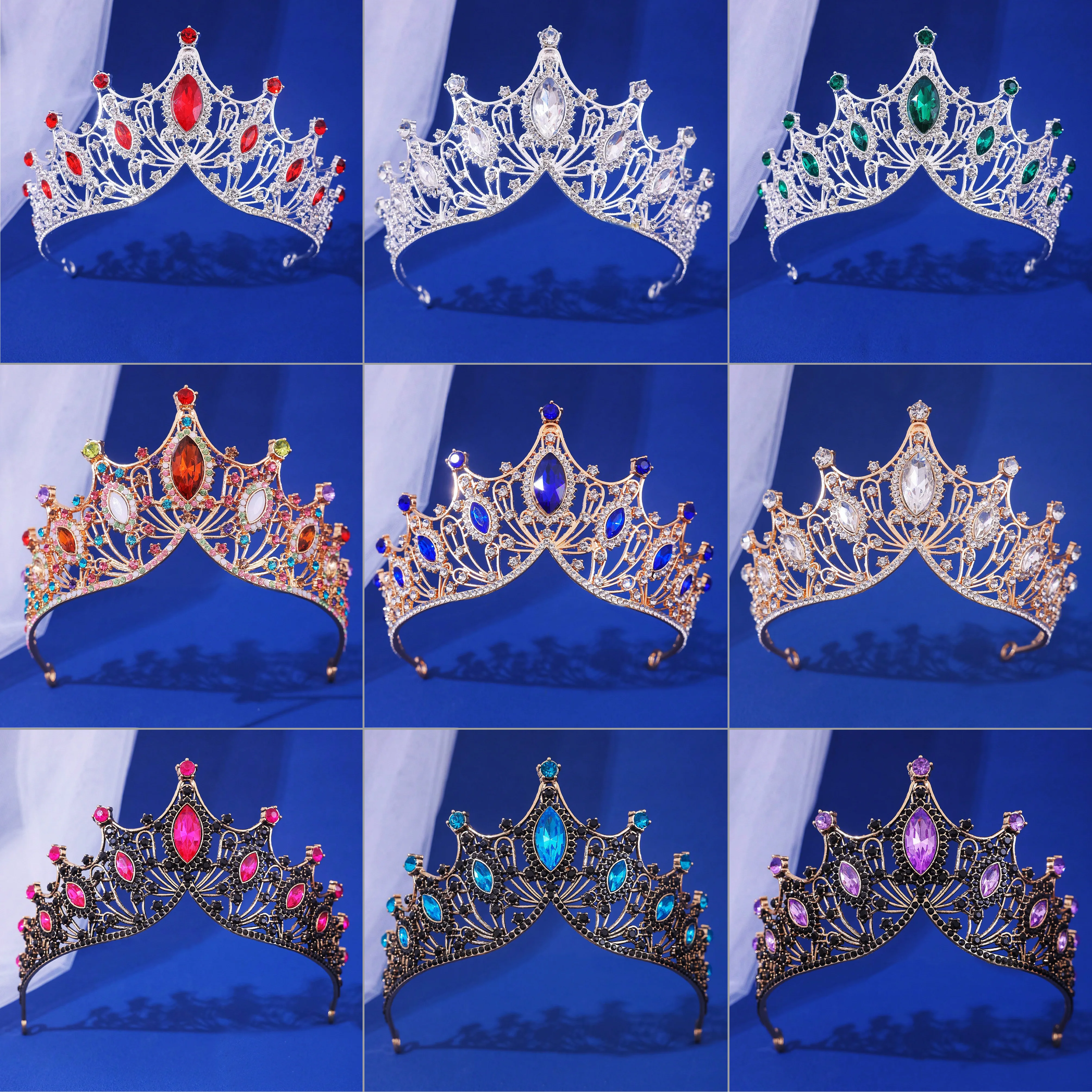 Brautkrone Barock Vintage Prinzessin Königin Kopf bedeckung Kristall Tiara für Frauen Hochzeit Krone Haar Kleid Accessoires Schmuck